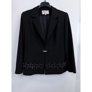Tania Bella Monique Beaded Black Jacket Blazer Size 12‎ Evening Wear Notch